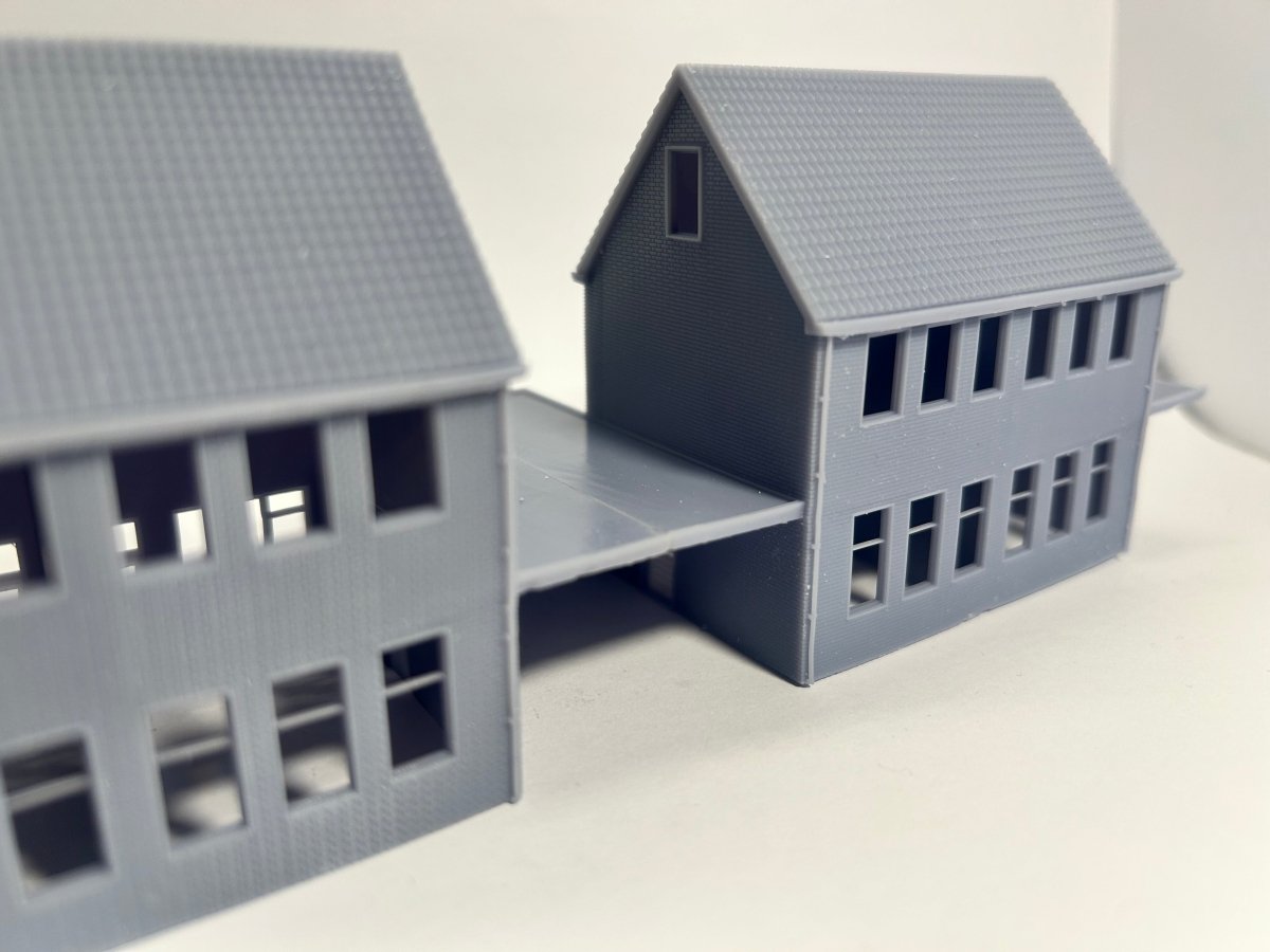 N spoor huisje - 2 onder 1 kap met carports - schakelbaar - 1:160 - Modern - 1 module - Modelspoor Architect