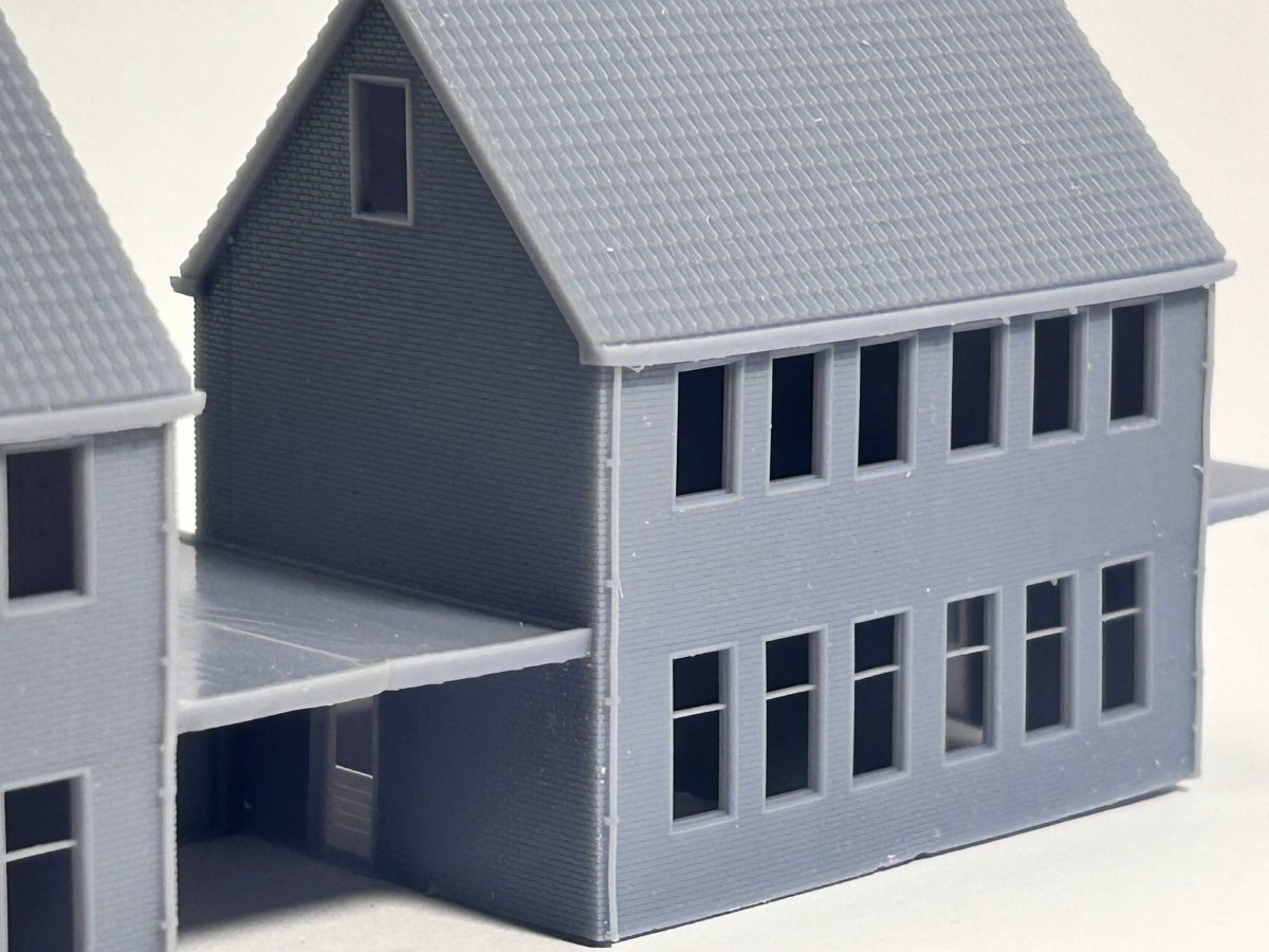 N spoor huisje - 2 onder 1 kap met carports - schakelbaar - 1:160 - Modern - 1 module - Modelspoor Architect