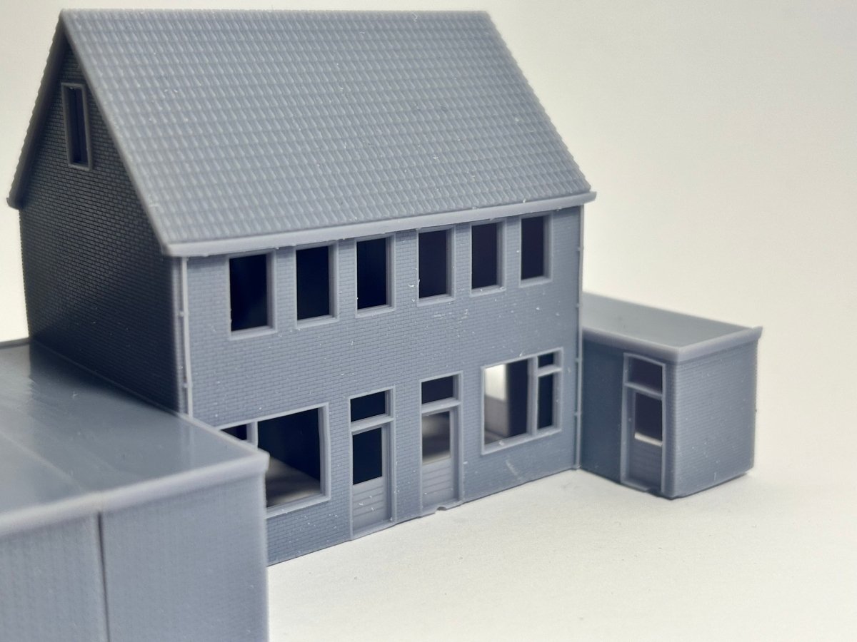 N spoor huisje - 2 onder 1 kap met carports - schakelbaar - 1:160 - Modern - 1 module - Modelspoor Architect