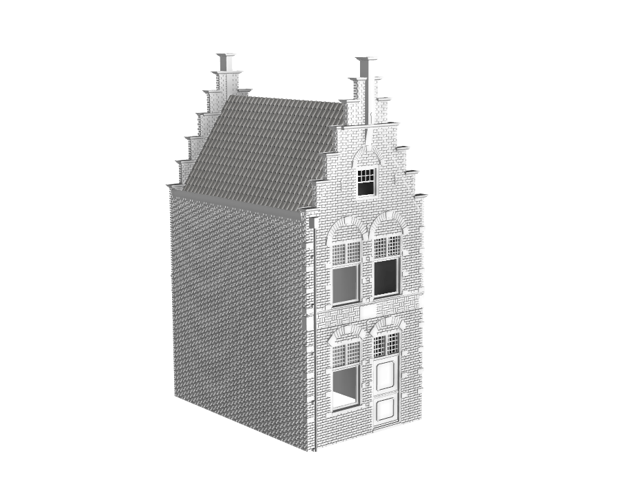 Woonhuis met trapgevel - anno 1925 - N - spoor 1:160 - modelbouw huisje - Grachtenpand - Modelspoor Architect